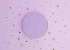 光柔和的薰衣草紫色的呈现奢侈品产品显示讲台上站最小的视图平躺作文黄金金玻璃球滴简单的背景
