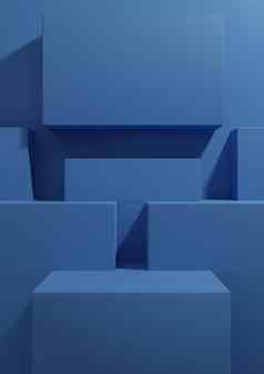 明亮的黑暗柔和的蓝色的呈现产品显示背景简单的最小的几何壁纸讲台上站产品摄影广告演讲模板