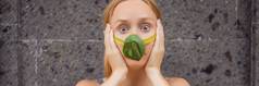 女人使脸面具叶子保护空气污染空气净化概念树净化空气概念横幅长格式