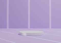 简单的最小的渲染作文白色油缸讲台上站摘要条纹影子光柔和的紫色的背景产品显示