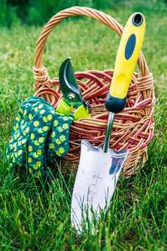 小手花园泥刀修剪工具手套柳条篮子