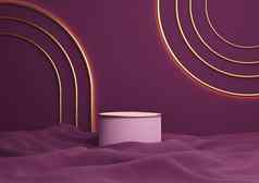 黑暗品红色的紫色的呈现豪华的产品显示油缸讲台上站金行最小的作文拱几何闪亮的灯