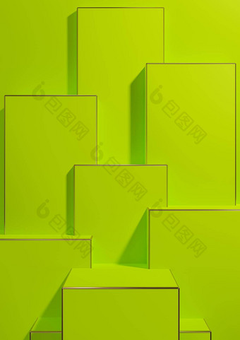 明亮的石灰霓虹灯绿色呈现简单的最小的几何背景产品显示基座金行奢侈品产品壁纸模板<strong>产品广告</strong>