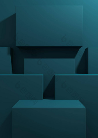 黑暗蒂尔阿卡蓝色的呈现产品显示背景简单的最小的几何壁纸讲台上站产品摄影广告演讲模板