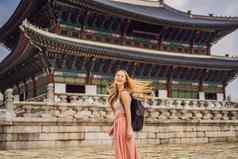 女人旅游首尔南韩国旅行韩国概念