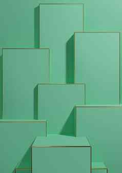 明亮的绿松石绿色呈现简单的最小的几何背景产品显示基座金行奢侈品产品壁纸模板产品广告