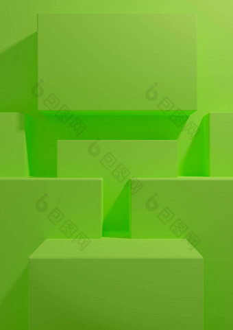 明亮的霓虹灯绿色呈现产品显示背景简单的最小的几何壁纸讲台上站产品摄影广告演讲模板