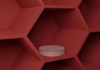 明亮的栗色黑暗红色的呈现产品显示蜂窝模式摘要背景产品摄影自然几何简单的模板油缸平台讲台上站