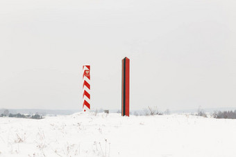 边界柱子白俄罗斯波兰边境