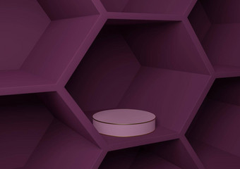 黑暗品红色的紫色的呈现产品显示蜂窝模式摘要背景产品摄影自然几何简单的模板油缸平台讲台上站