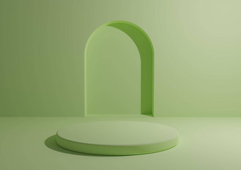 单色光柔和的绿色讲台上产品广告市场营销最小的工作室作文几何形状轮站