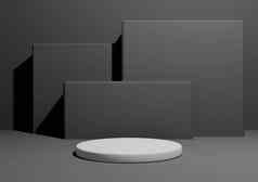 黑暗石墨灰色的黑色的白色渲染简单的最小的产品显示作文背景讲台上站几何广场形状背景