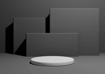 黑暗石墨灰色的黑色的白色渲染简单的最小的产品显示作文背景讲台上站几何广场形状背景