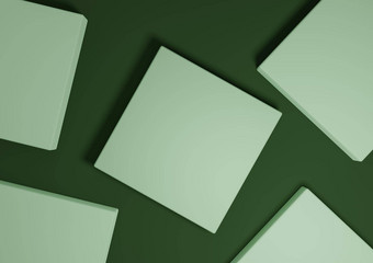 黑暗温暖的绿色渲染最小的简单的前视图平躺产品显示背景讲台上站几何形状