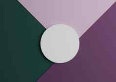 白色圆站讲台上产品显示前视图渲染最小的色彩斑斓的加克绿色紫色的紫罗兰色的纸作文背景复制空间