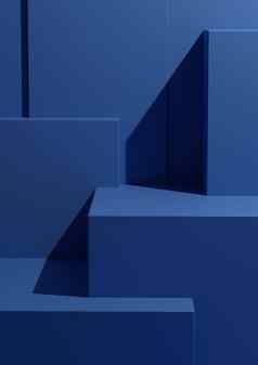最小的黑暗蓝色的背景工作室模型场景领奖台水平产品显示演讲