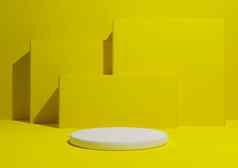 明亮的霓虹灯黄色的渲染简单的最小的产品显示作文背景讲台上站几何广场形状背景