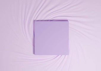 光柔和的薰衣草紫色的呈现最小的产品讲台上前视图平躺<strong>纺织</strong>简单的背景广场站