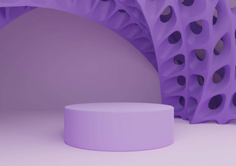 光柔和的薰衣草紫色的呈现产品显示油缸站讲台上未来主义的摘要几何形状现代背景最小的作文模板