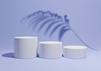 光柔和的蓝色的渲染简单的最小的产品显示作文背景领奖台站棕榈叶阴影背景自然产品