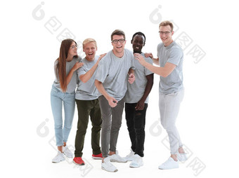 完整的增长集团多样化的年轻的人相同的t恤