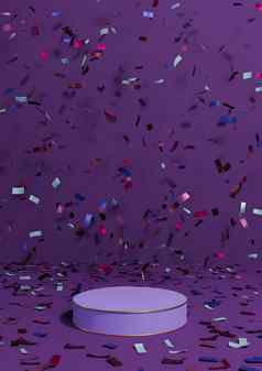 黑暗紫色的紫罗兰色的呈现产品显示基座站周年纪念日产品庆祝活动五彩纸屑讲台上金行奢侈品产品简单的最小的背景