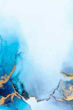 奢侈品蓝色的摘要背景大理石液体墨水艺术绘画纸
