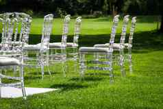 节日塑料家具婚礼仪式美丽的绿色草