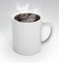 白色瓷咖啡杯热气腾腾的咖啡插图