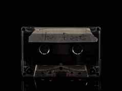 音频盒式磁带黑色的背景古董