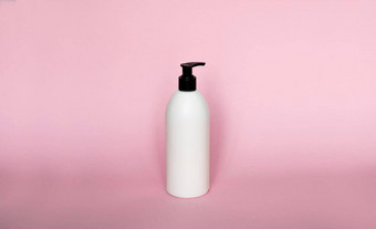 大白色塑料瓶泵自动售货机粉红色的背景模拟<strong>模板</strong>设计