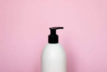 液体容器过来这里乳液奶油洗发水浴泡沫粉红色的背景化妆品塑料瓶白色自动售货机泵模拟<strong>模板</strong>设计