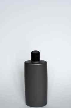男人的灰色的淋浴过来这里瓶前面视图模板容器护发素头发冲洗