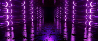 空优雅的现<strong>代金</strong>属空隧道走廊门晚上黑暗紫色的横幅背景概念未来呈现
