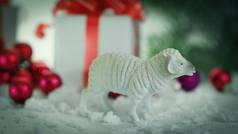 玩具羊盒子礼物圣诞节背景