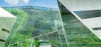 <strong>环保</strong>建筑现代城市可持续发展的玻璃办公室建筑树减少热碳二氧化物办公室建筑绿色环境<strong>企业</strong>建筑减少