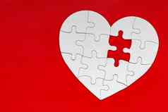 心对象使谜题块使完整的心拼图谜题块形式心快乐情人节一天问候卡模板心拼图谜题