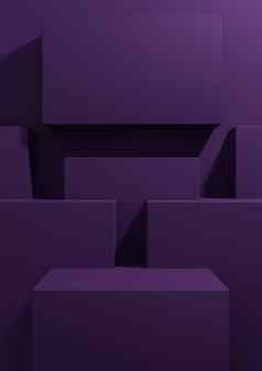 黑暗紫色的紫罗兰色的呈现产品显示背景简单的最小的几何壁纸讲台上站产品摄影广告演讲模板