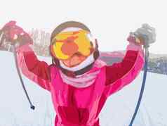 女孩滑雪插图女孩滑雪冬天背景
