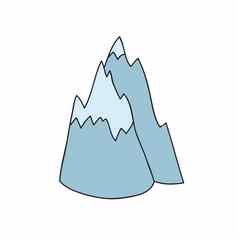 山手画岩石山峰向量插图