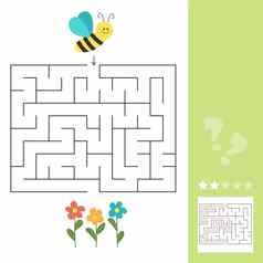 迷宫谜题孩子们蜜蜂找到花孩子们活动表