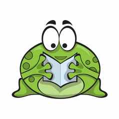 可爱的青蛙阅读书可爱的卡通动物插图