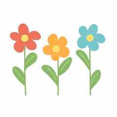 春天花日益增长的简单的向量插图卡图姆风格