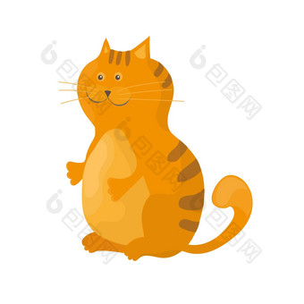 可爱的猫简单的卡通风格平向量卡通姜基蒂