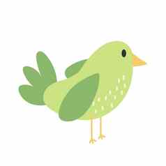 可爱的鸟动物卡通向量手画简单的风格白色