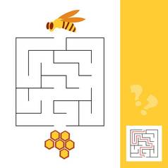 蜜蜂蜂窝迷宫游戏学前教育孩子们简单的游戏解决方案