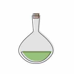 瓶实验室餐具填满绿色液体孤立的白色