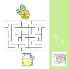 柠檬柠檬水迷宫游戏孩子们迷宫向量插图