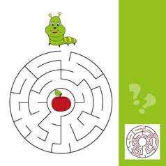 迷宫谜题孩子们毛毛虫苹果迷宫解决方案包括