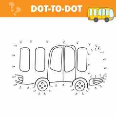 卡通黄色的公共汽车点点教育游戏孩子们向量插图